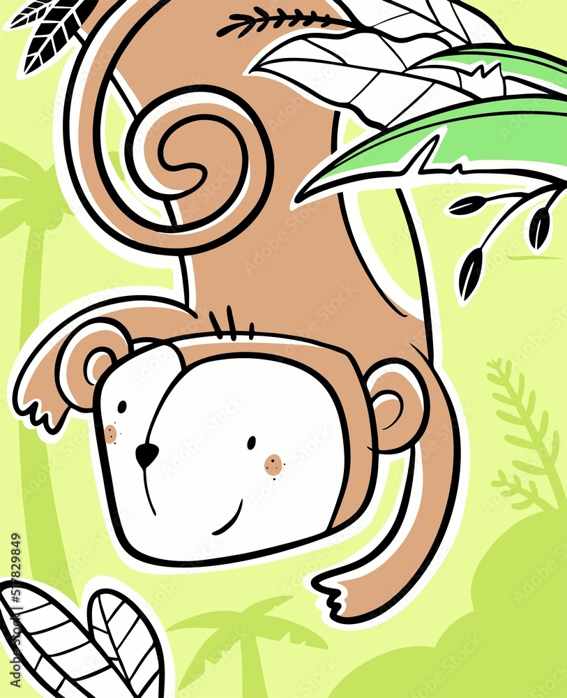 Obraz premium cute monkey animal illustration for children handmade for printing