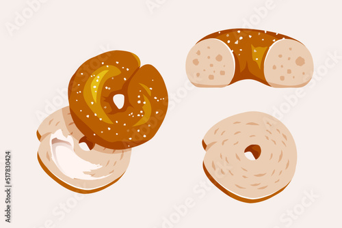Organic bagel vector illustration collection