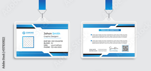 Modern Identity Employee Abstract professional corporate office Id card design Simple and Clean ID Card Design Template