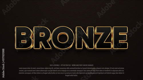 Bronze 3d bold style editable text effect