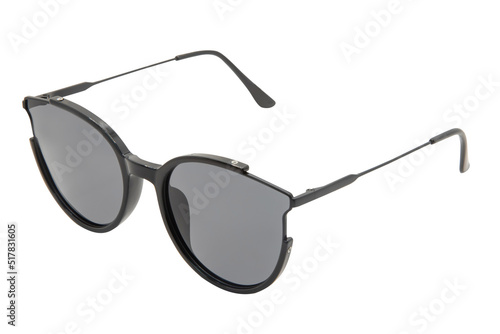 Round sunglasses side cut stylish for men and women black lens and frame top front view