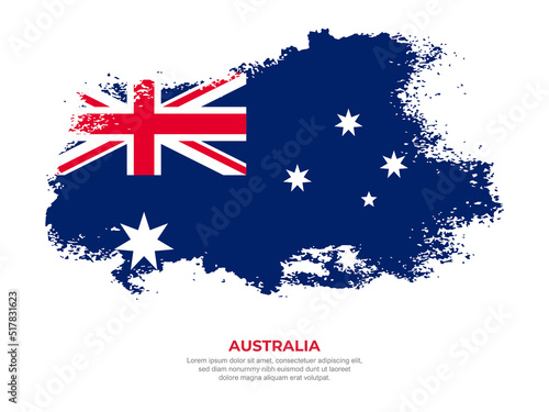 Vintage grunge style Australia flag with brush stroke effect vector illustration on solid background