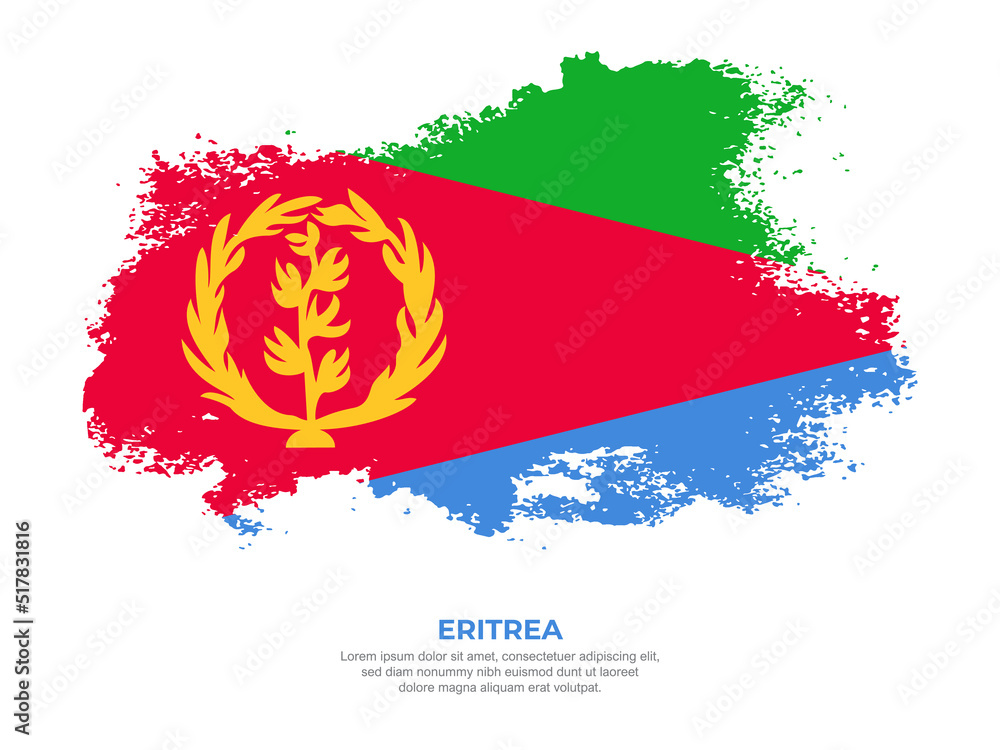 Vintage grunge style Eritrea flag with brush stroke effect vector illustration on solid background