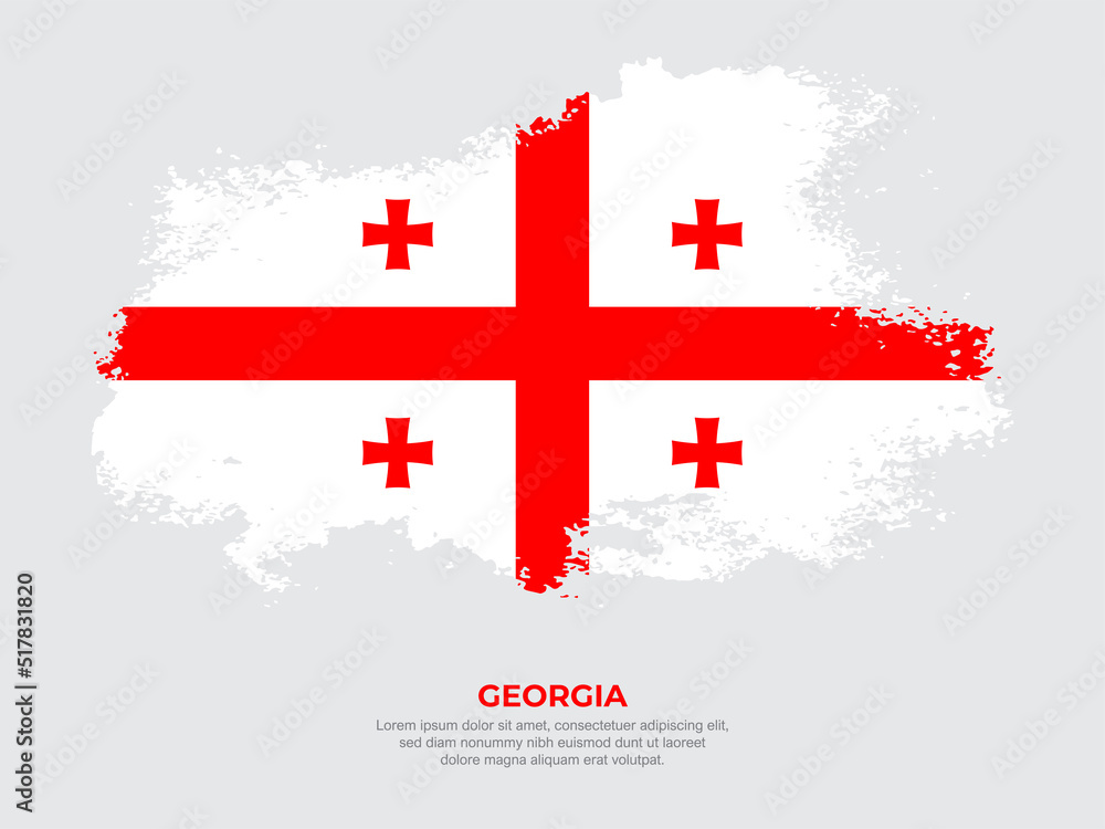 Vintage grunge style Georgia flag with brush stroke effect vector illustration on solid background