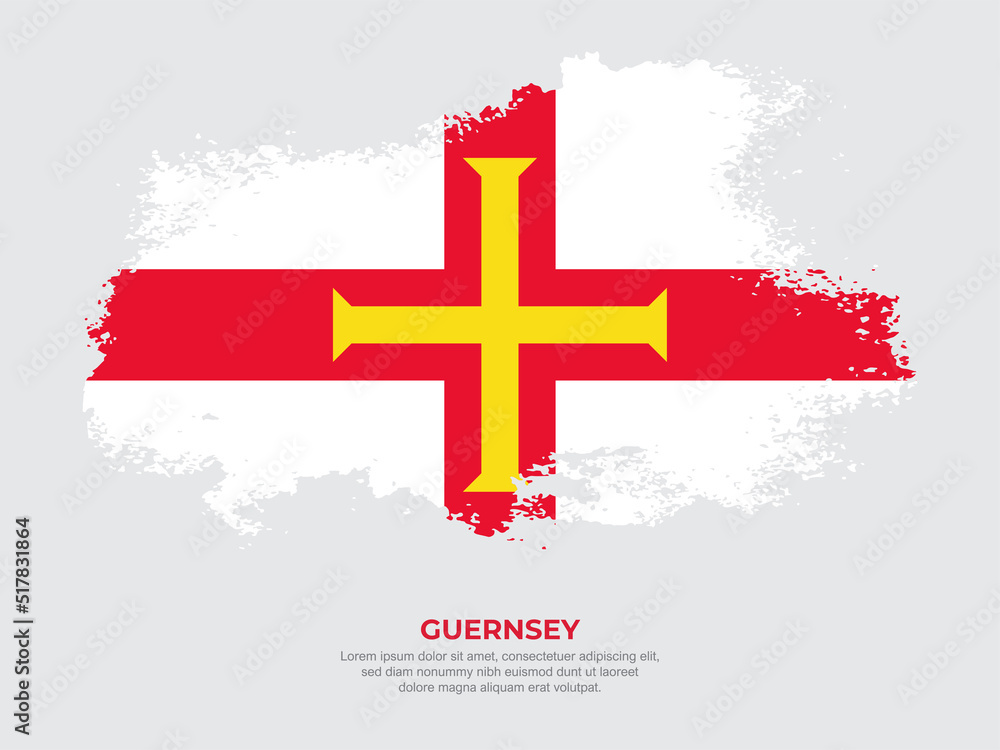 Vintage grunge style Guernsey flag with brush stroke effect vector illustration on solid background