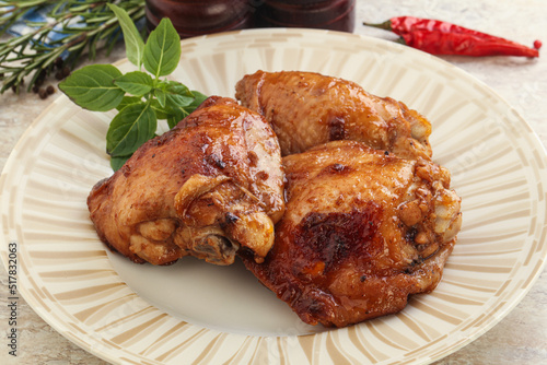 Roasted chicken leg with spicy sauce