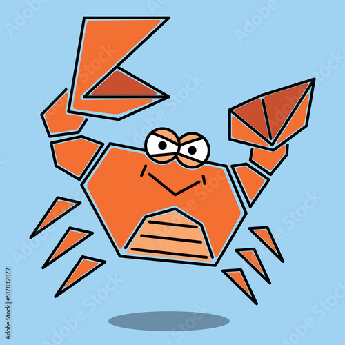 Vector illustration of a crab holding both claws upward with evil smile
