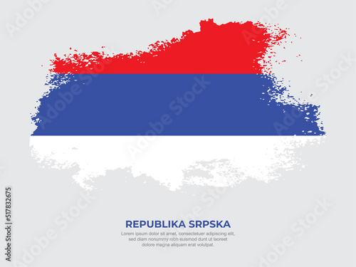 Vintage grunge style Republika Srpska flag with brush stroke effect vector illustration on solid background