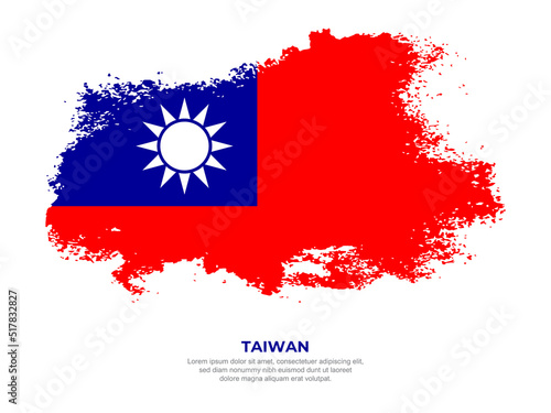 Vintage grunge style Taiwan flag with brush stroke effect vector illustration on solid background
