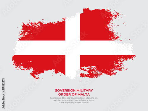 Vintage grunge style Sovereign Military Order of Malta flag with brush stroke effect vector illustration on solid background
