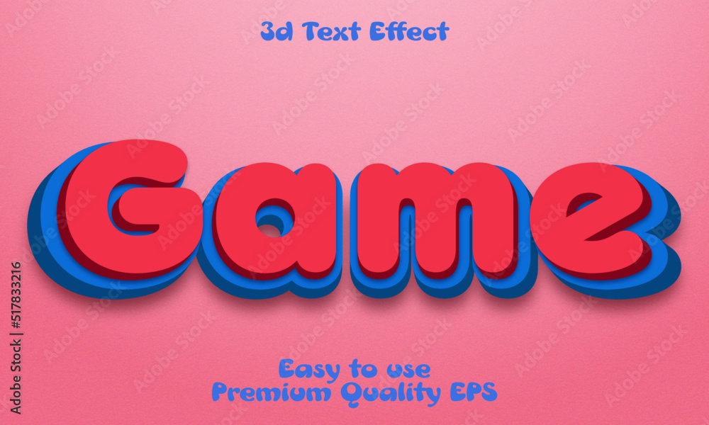 Game Editable 3d text effect style