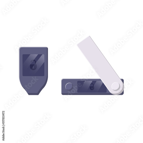 Crypto Hardware Wallet Flat Illustration. Clean Icon Design Element on Isolated White Background