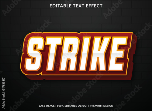 strike editable text effect template with abstract style font use for business logo and brand