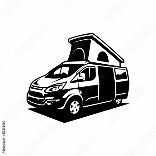 van car with pop up tent illustration vector