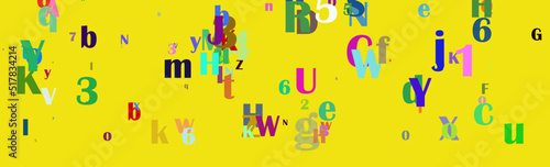 colorful background letter pattern isolated on yellow background