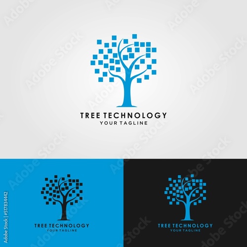 Digital Tree logo, Brain and tree design concept for education learning and technology business company.