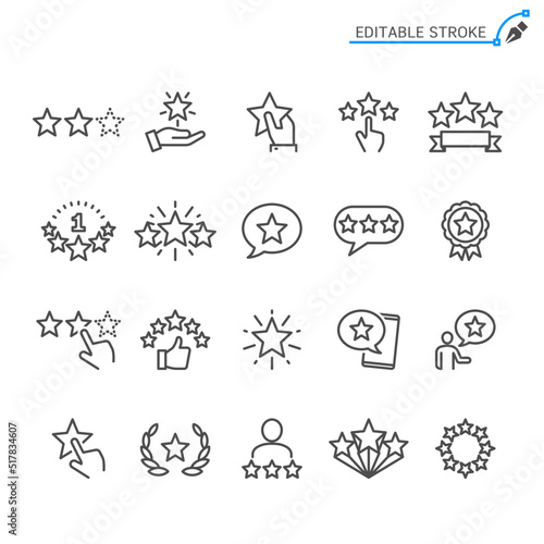 Star rating line icons. Editable stroke. Pixel perfect.