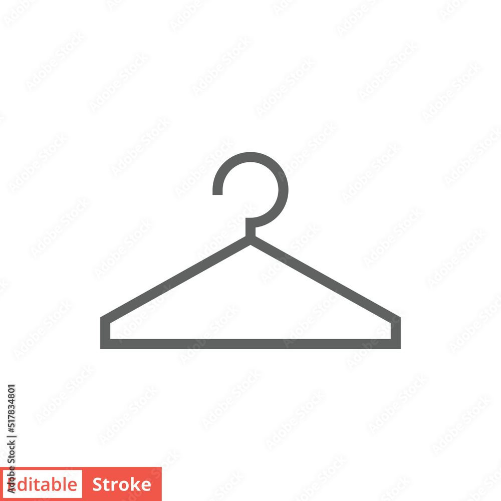 Clothes hanger icon. Simple outline style. Wardrobe and household concept. Thin line vector illustration design isolated on white background. Editable stroke EPS 10. Clothes hanger icon. Simple outline style. Wardrobe and household concept. Thin line vector illustration design isolated on white background. Editable stroke EPS 10.