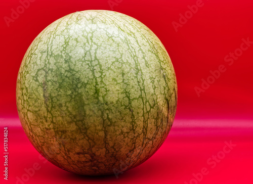 Fresh Watermelon isolated on red background. Fresh summer fruit.