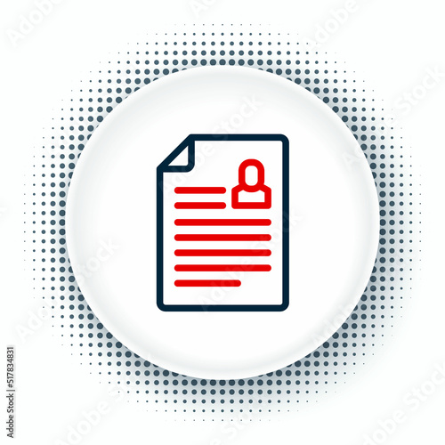 Line Resume icon isolated on white background. CV application. Searching professional staff. Analyzing personnel resume. Colorful outline concept. Vector