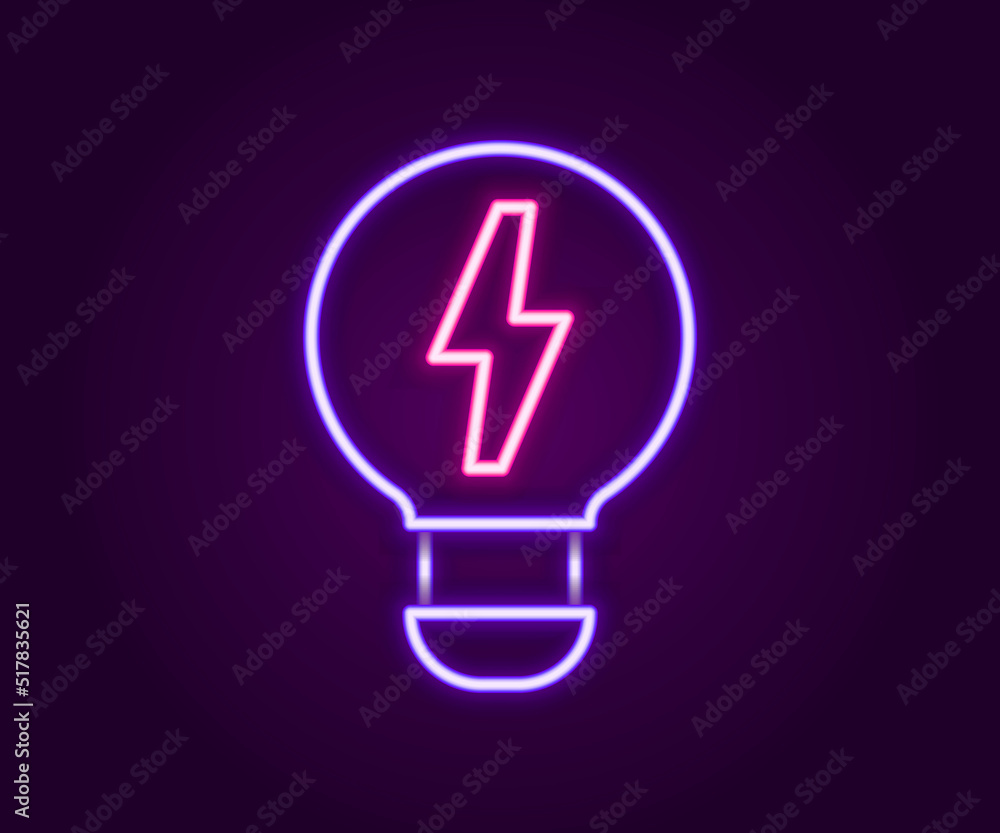 Glowing neon line Creative lamp light idea icon isolated on black background. Concept ideas inspiration, invention, effective thinking, knowledge and education. Colorful outline concept. Vector Glowing neon line Creative lamp light idea icon isolated on black background. Concept ideas inspiration, invention, effective thinking, knowledge and education. Colorful outline concept. Vector