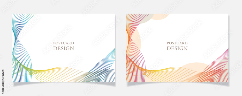 なめらかな曲線で描いたポストカードデザインB3【白地／グラデーション】