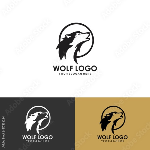 Abstract Wolf logo design template. Simple flat style.