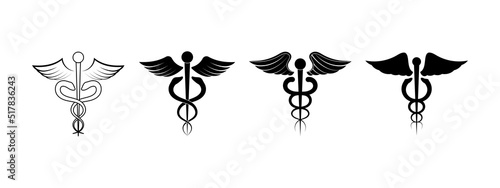 Caduceus icon set design template vector illustration