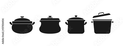 Kitchen pot icon set design template vector illustration