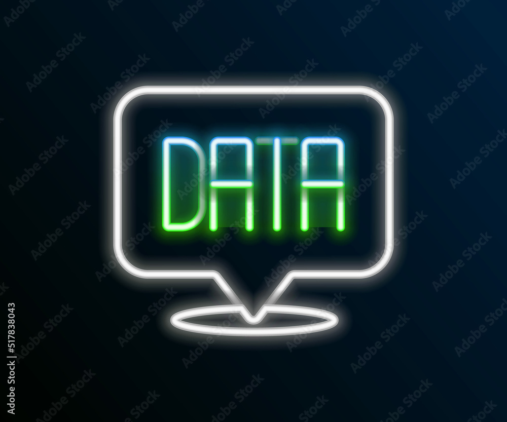 Glowing neon line Data analysis icon isolated on black background. Business data analysis process, statistics. Charts and diagrams. Colorful outline concept. Vector Glowing neon line Data analysis icon isolated on black background. Business data analysis process, statistics. Charts and diagrams. Colorful outline concept. Vector