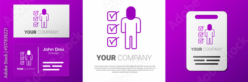 Logotype Resume icon isolated on white background. CV application. Searching professional staff. Analyzing personnel resume. Logo design template element. Vector