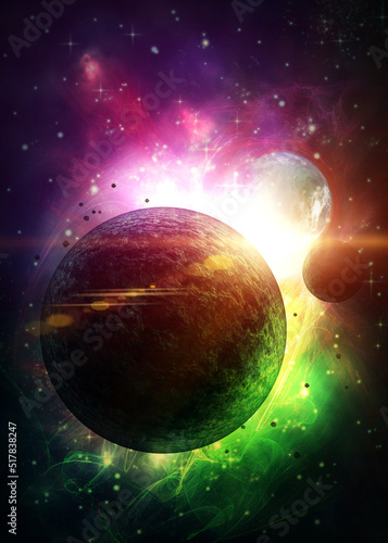 Fototapeta Naklejka Na Ścianę i Meble -  Fantastic nebula and planet in space