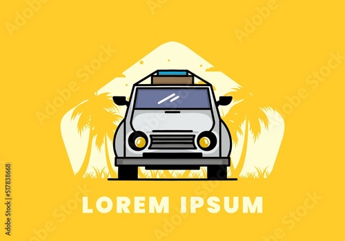 Holiday in car illustration design