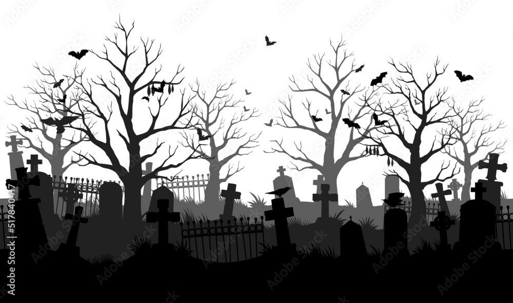 Noite Halloween Fundo, Assustador Cemitério Crânio Para O Jogo Royalty Free  SVG, Cliparts, Vetores, e Ilustrações Stock. Image 188903256