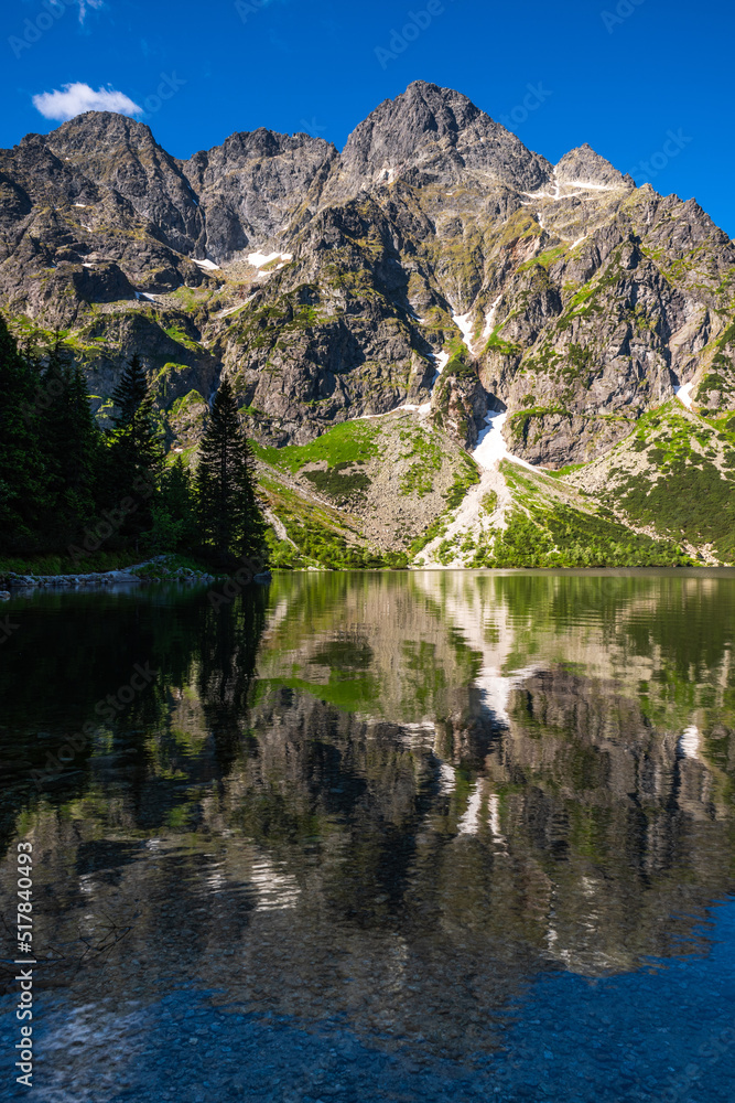 Famous Morskie Oko Lake in Tatra Mountains near Zakopane in Poland
