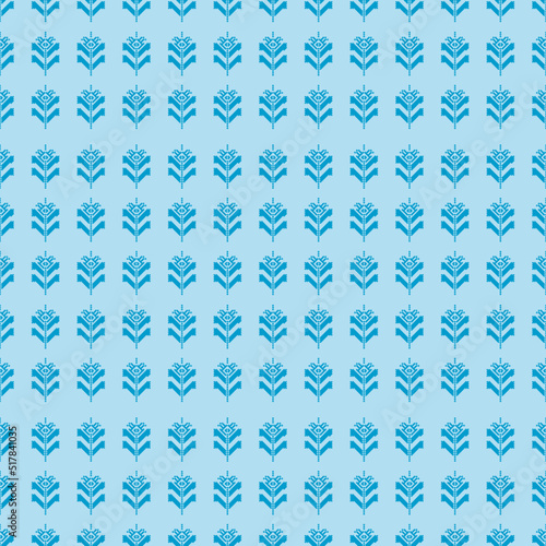 Blue flowers seamless pattern