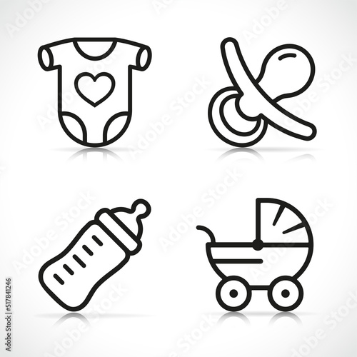 baby or newborn line icons