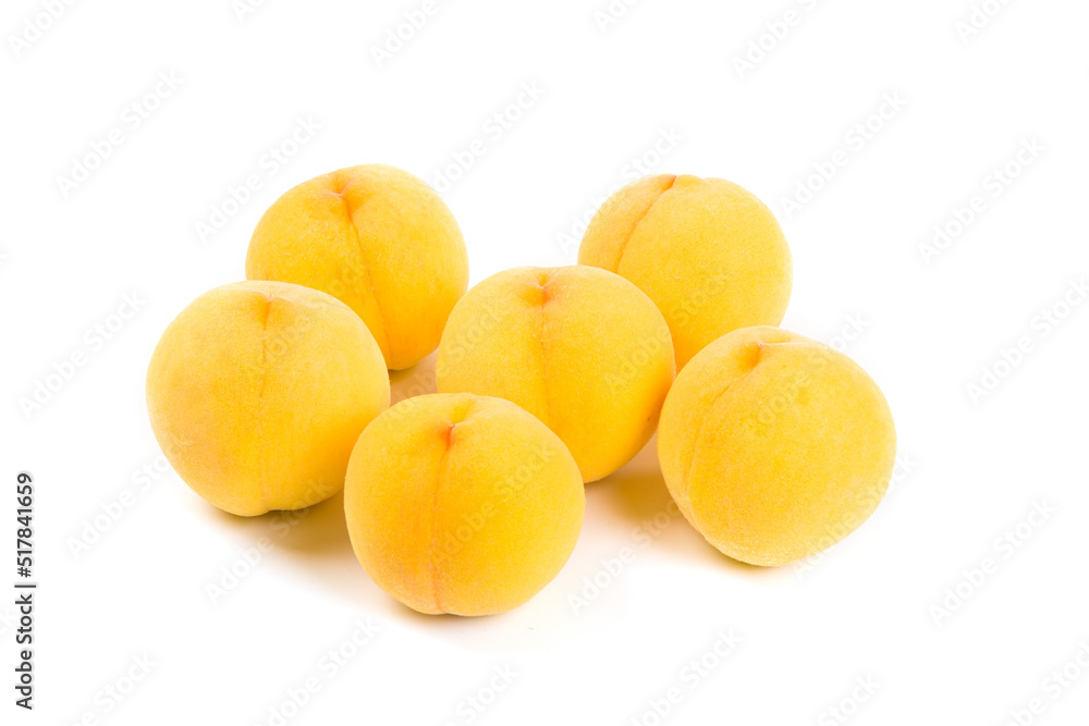 Yellow peach fruit isolated on white background. Yellow peach fruit isolated on white background.