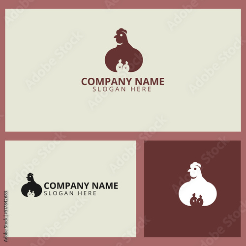 Mother hen protecting chicks logo vector