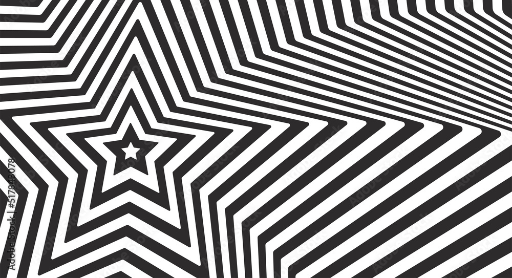 Abstract hypnotic pattern of black and white lines. Optical illusion. Op art illustration. Abstract hypnotic pattern of black and white lines. Optical illusion. Op art illustration.