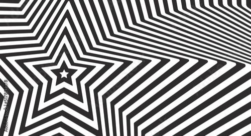 Abstract hypnotic pattern of black and white lines. Optical illusion. Op art illustration.