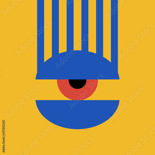 Bauhaus eye. Minimal geometric design of the 20s. Abstract vector template with elements of primitive forms. 