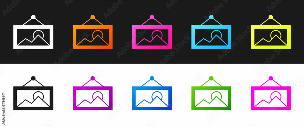 Set Picture icon isolated on black and white background. Vector Set Picture icon isolated on black and white background. Vector
