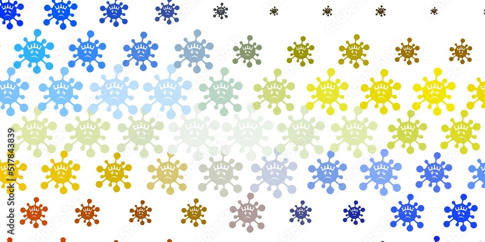 Light Blue, Yellow vector background with covid-19 symbols. Light Blue, Yellow vector background with covid-19 symbols.