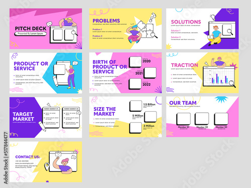 Presentation Pitch Deck Template Or Brochure Guide Slide Collection For Business Report Or Corporate Sector.