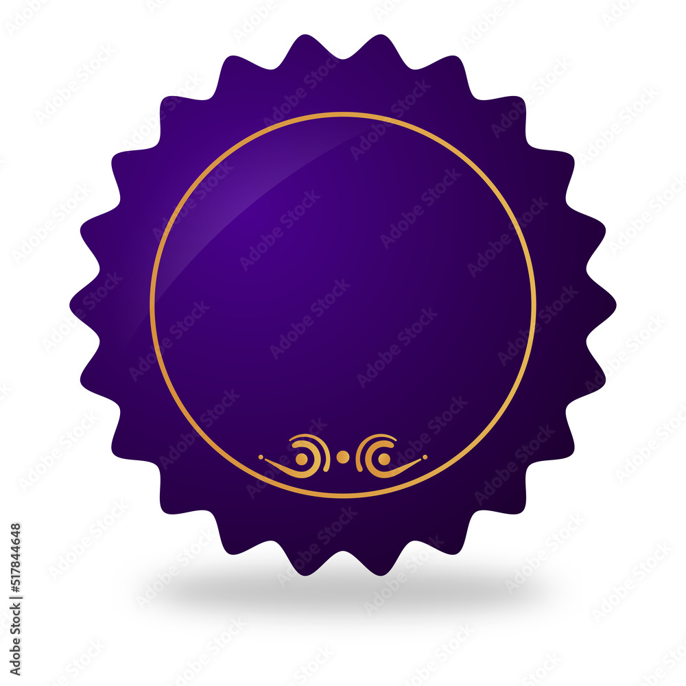 Purple Empty Label, Badge Or Token Element On White Background. Purple Empty Label, Badge Or Token Element On White Background.