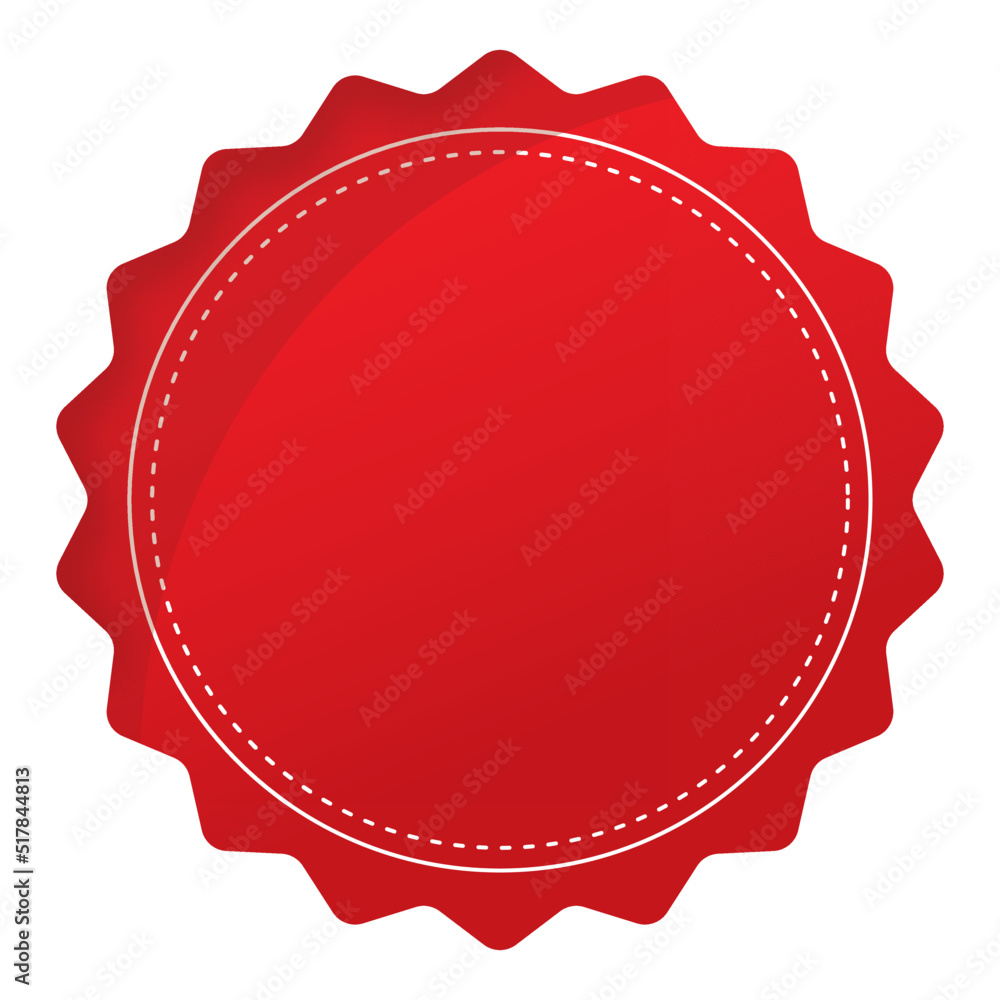 Red Empty Round Label Or Sticker Element On White Background.