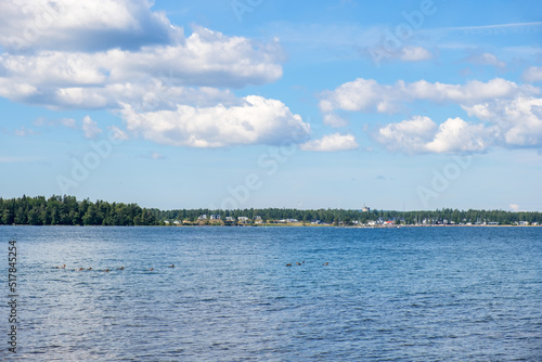 View towards Karlsborg city in Sweden, from the water