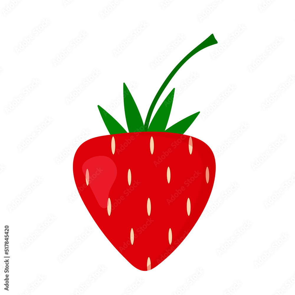 Red strawberry icon fruit. Flat vector design illustration Red strawberry icon fruit. Flat vector design illustration