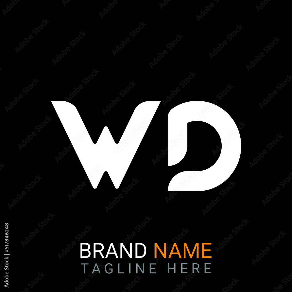 WD Letter Logo design. black background.
WD Letter Logo design. black background.